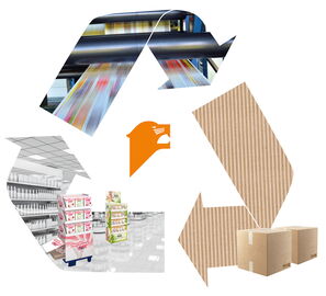 Illustration of the corrugated board cycle with arrows